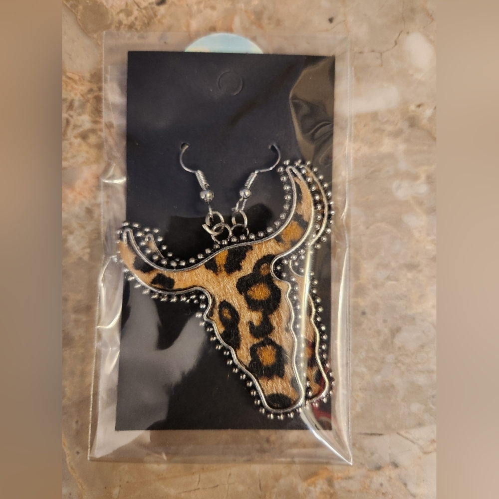 Bull Leopard Cowgirl Earrings